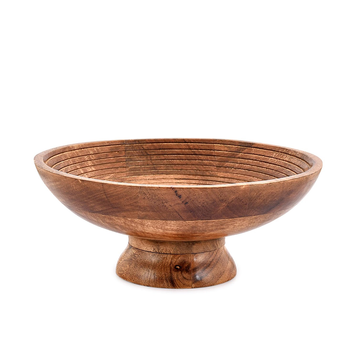 NIRMAN fruit bowl mango wood round 12in holds fresh fruit for stylish table display