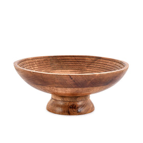 NIRMAN fruit bowl mango wood round 12in holds fresh fruit for stylish table display