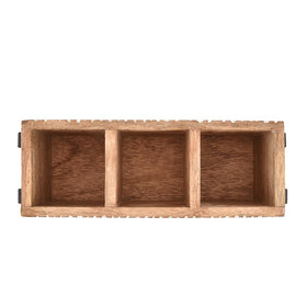 NIRMAN mango wood countertop organizer keeps cutlery and tools accessible