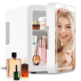 NISHCON 4L portable skincare mini fridge with mirrored door for easy access to products