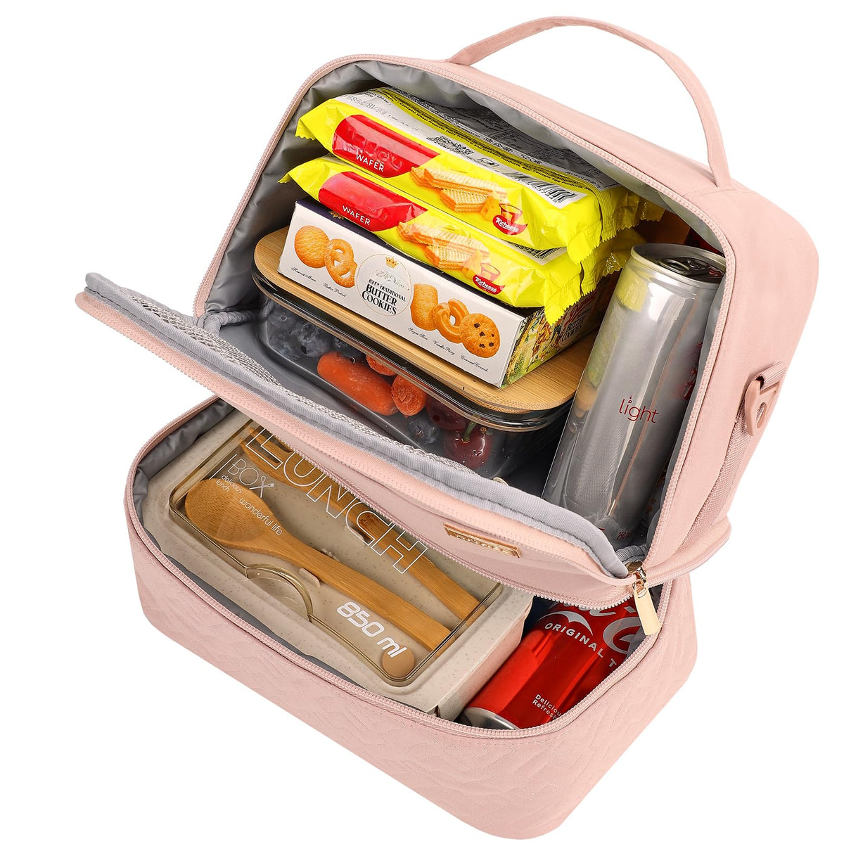 NISHEL lunch bag insulated lining maintains temperature for hot or cold meals.