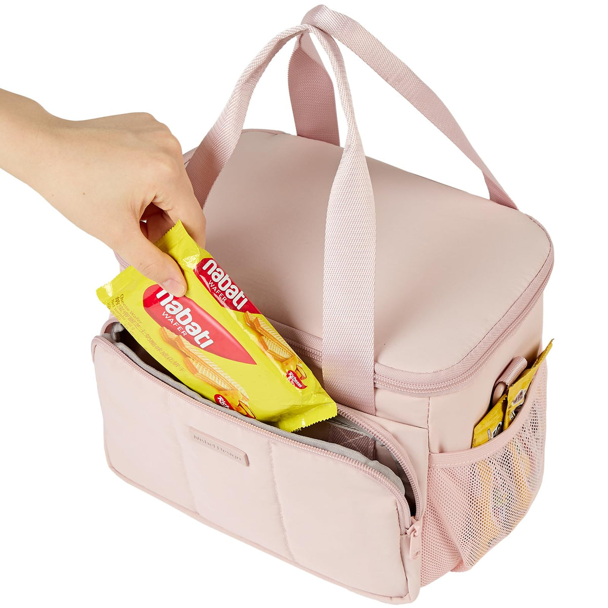 NISHEL pink lunch bag interior PEVA lining for easy cleaning