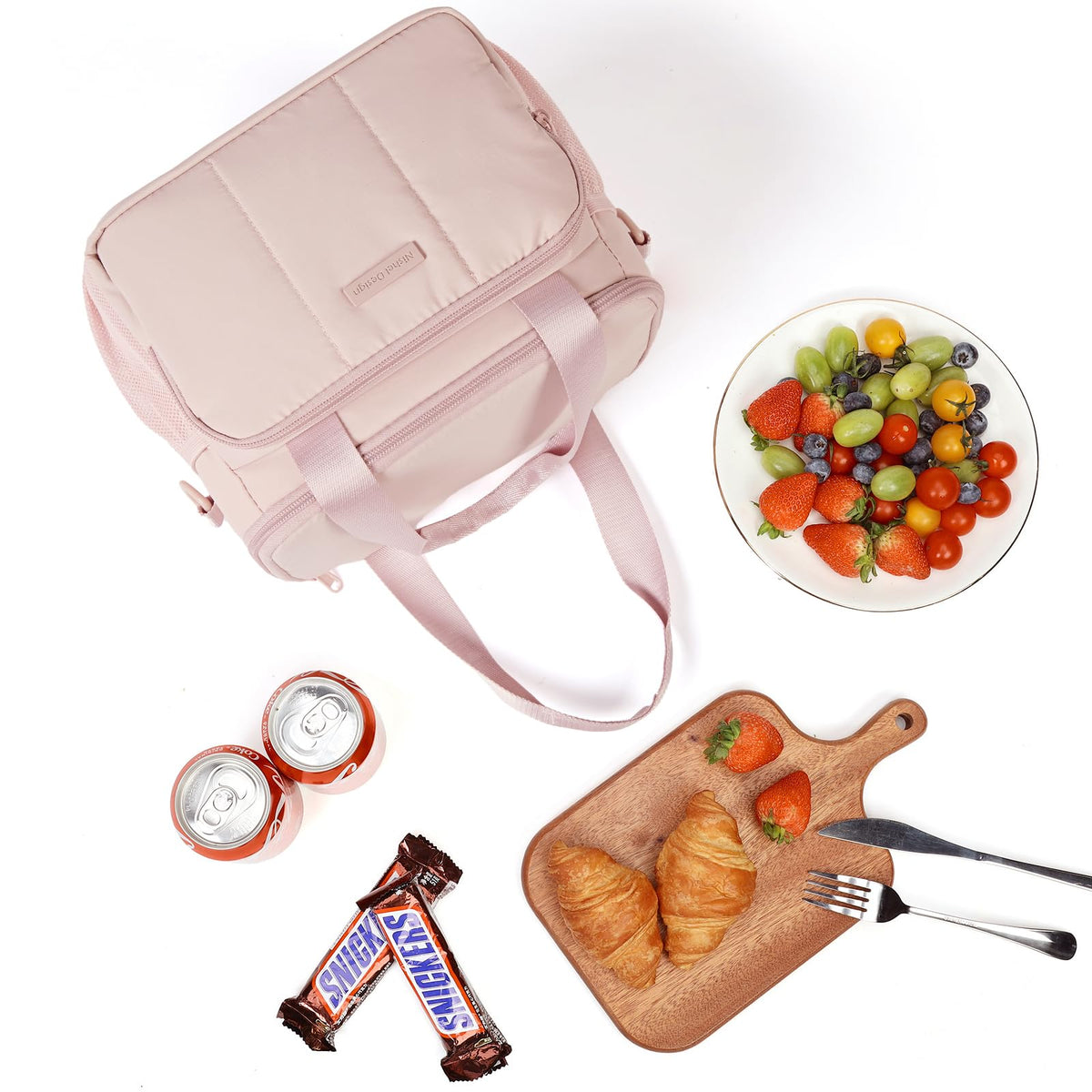 NISHEL pink lunch bag ideal for office or picnics with insulated interior