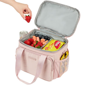 NISHEL pink lunch bag side pocket fits 500ml bottles