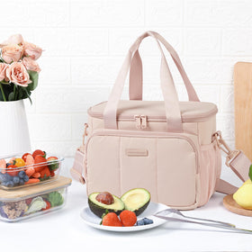 NISHEL pink lunch bag Taslon exterior with leakproof design