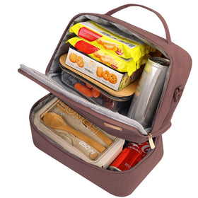 NISHEL lunch bag rosewood-pink with detachable strap for convenient carrying at work.