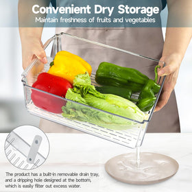 NISILIN medium bins for cucumbers and carrots fit neatly in fridge shelves.