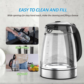 NISVITU black kitchen kettle blends with modern decor.
