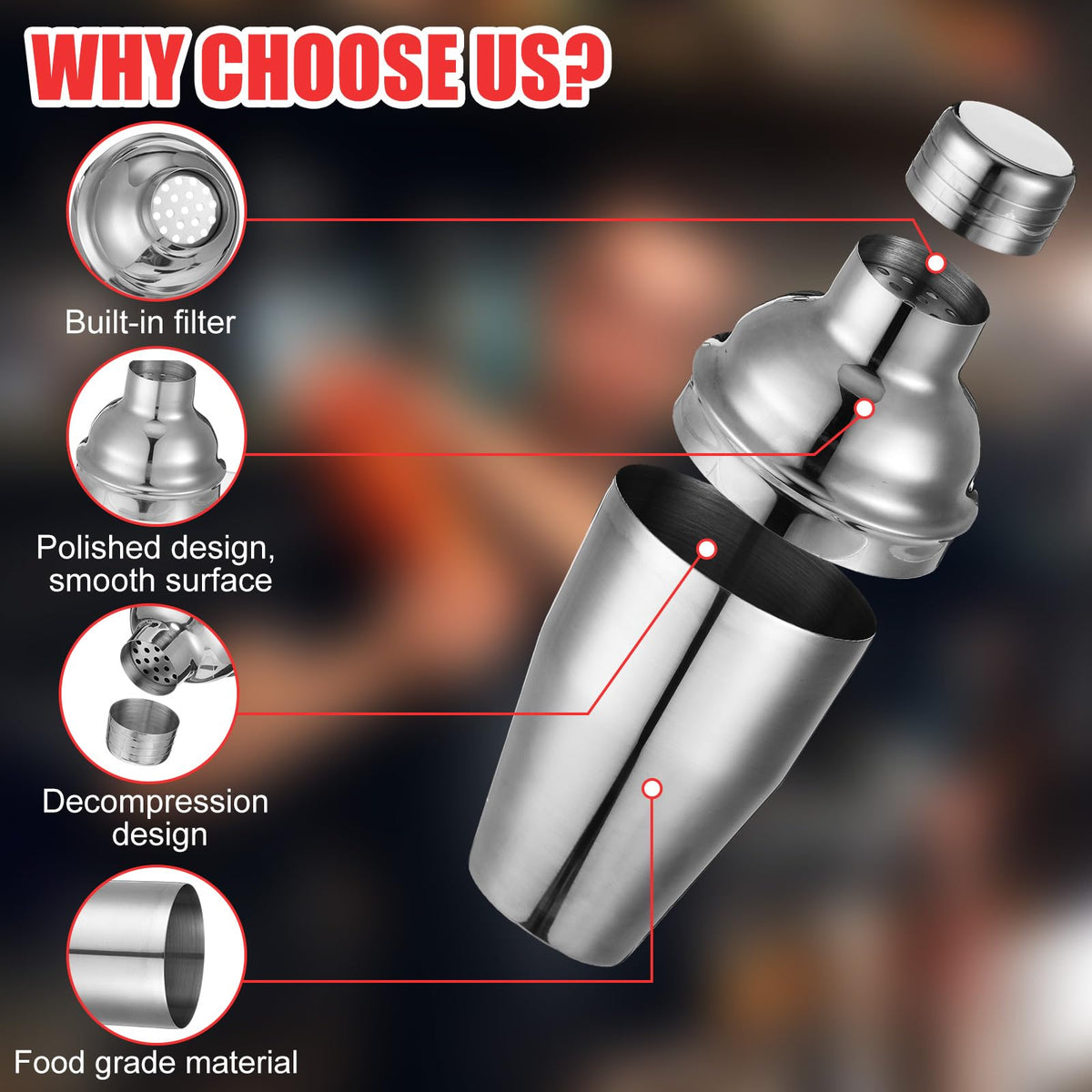 Nitial shaker top features a textured grip for smoother pouring.
