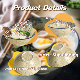 Close-up of Niturceal glaze detail on ramen bowls.