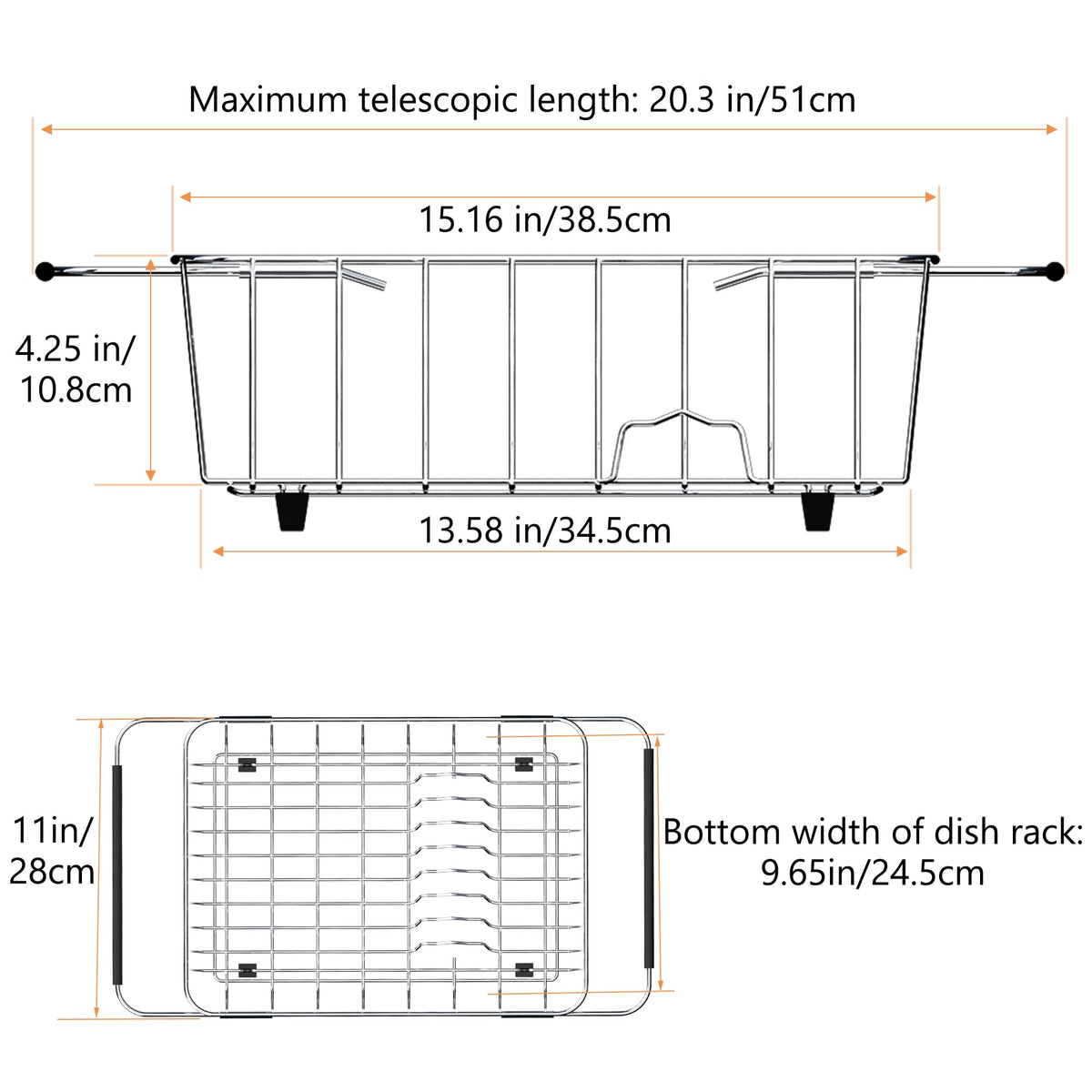 NiuYichee expandable drain rack extends to fit larger sinks.