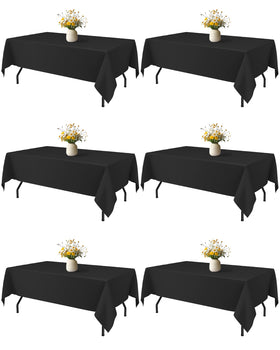 Niuara black rectangle table cloth 60x84 in a six-pack for versatile event coverage