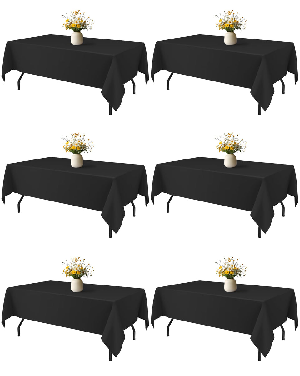 Niuara black rectangle table cloth 60x84 in a six-pack for versatile event coverage