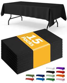 Niuara black rectangle tablecloth 54x108 inches, pack15, perfect for 6ft tables.