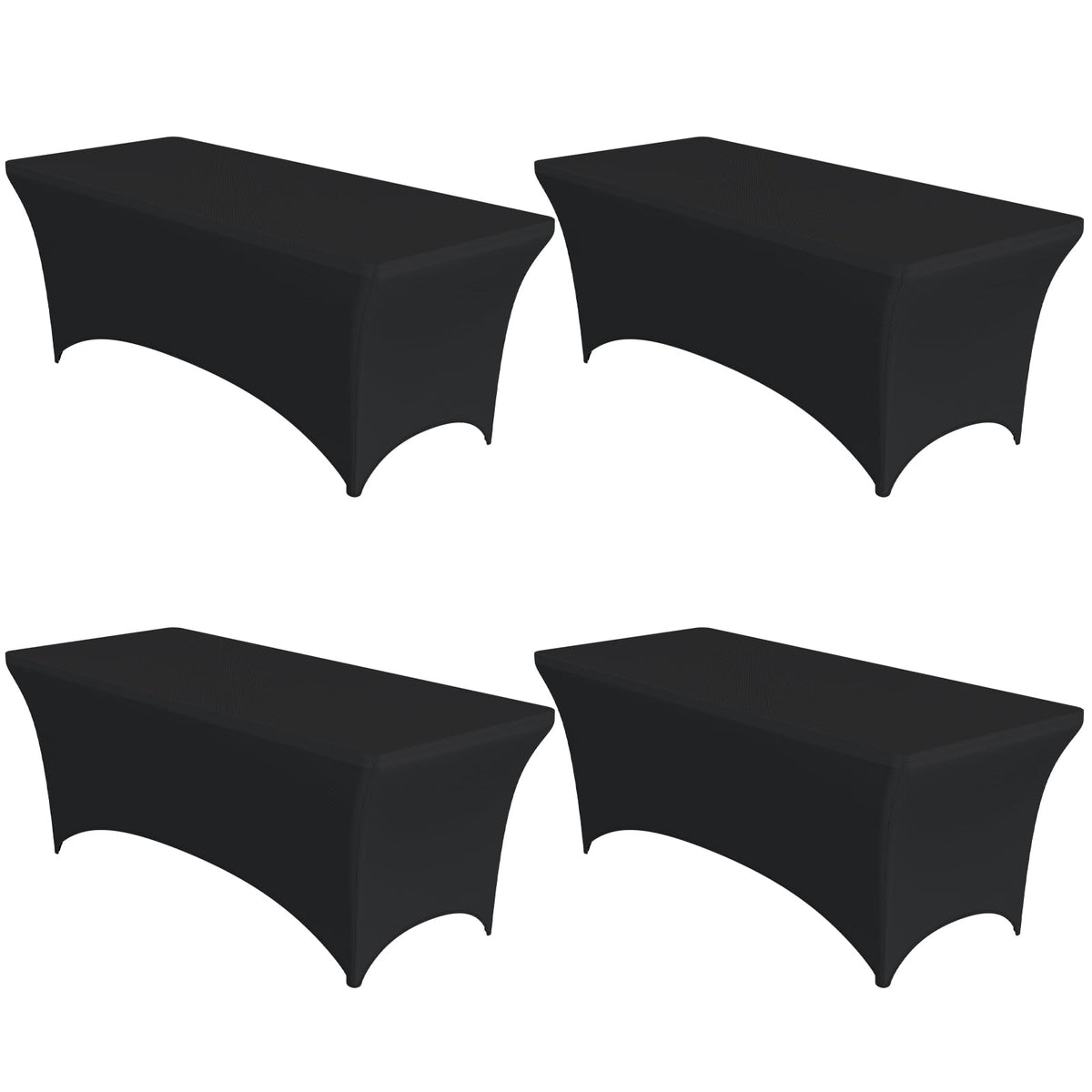 Niuara black spandex tablecloth on a 6ft table for a sleek fit.