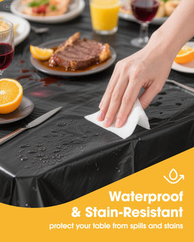 Niuara disposable tablecloth in black, rectangle format ready for quick setup.