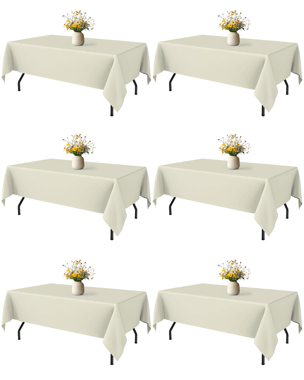 Niuara Ivory rectangle tablecloth on a 5ft table for a polished wedding setup
