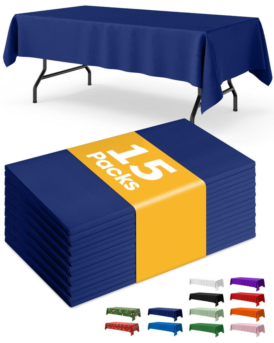 Niuara navy blue rectangle tablecloth on a 54x108 inch setup for gatherings.