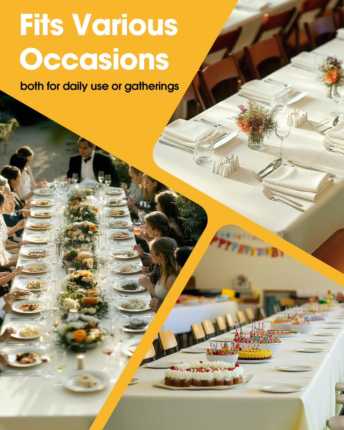 Niuara Ivory tablecloth suits indoor and outdoor events