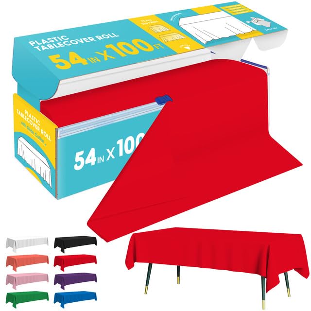 Niuara red table cover roll with slide cutter for precise sizing