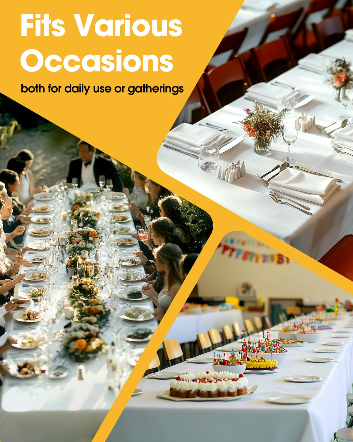 Niuara Table Cloth withstands repeated washing for ongoing events.