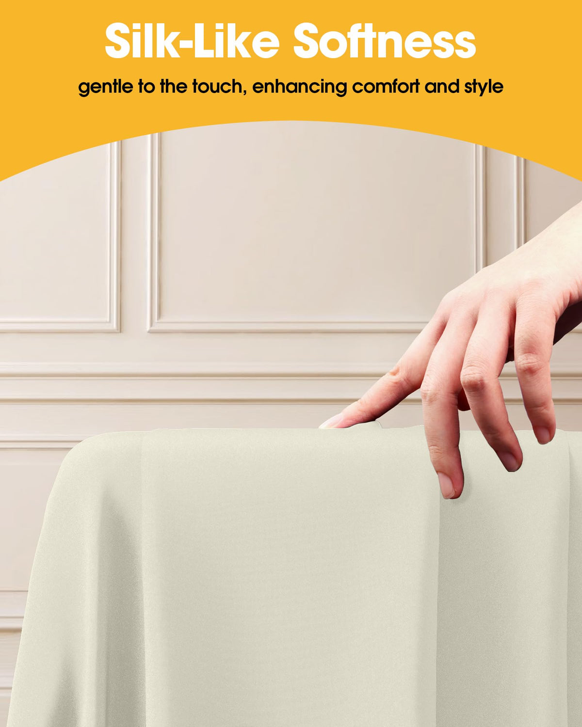 Six-pack set of Niuara ivory tablecloths ready for large gatherings