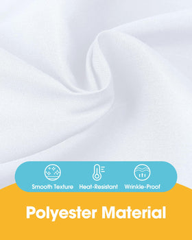 Niuara six-pack white table cloths provide consistent coverage for gatherings.