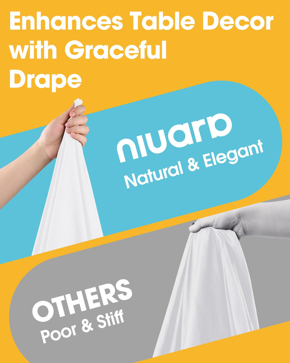 Niuara White Rectangle Table Cloth care guidelines gentle hand wash and low-temperature ironing.