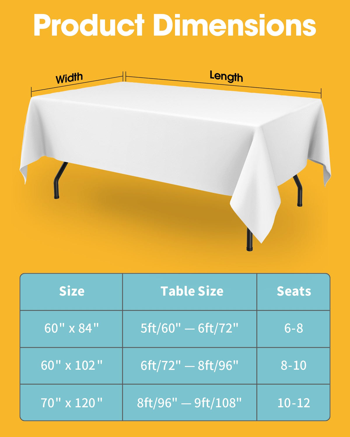 Niuara White Table Cloth adapts to weddings, parties, and home dining.