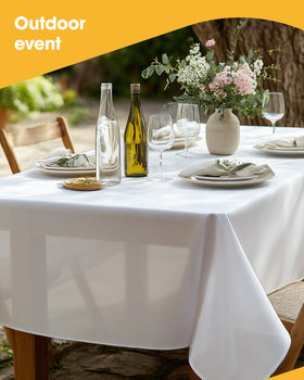 Niuara tablecloth after-event disposal emphasizes quick, hygienic cleanup.