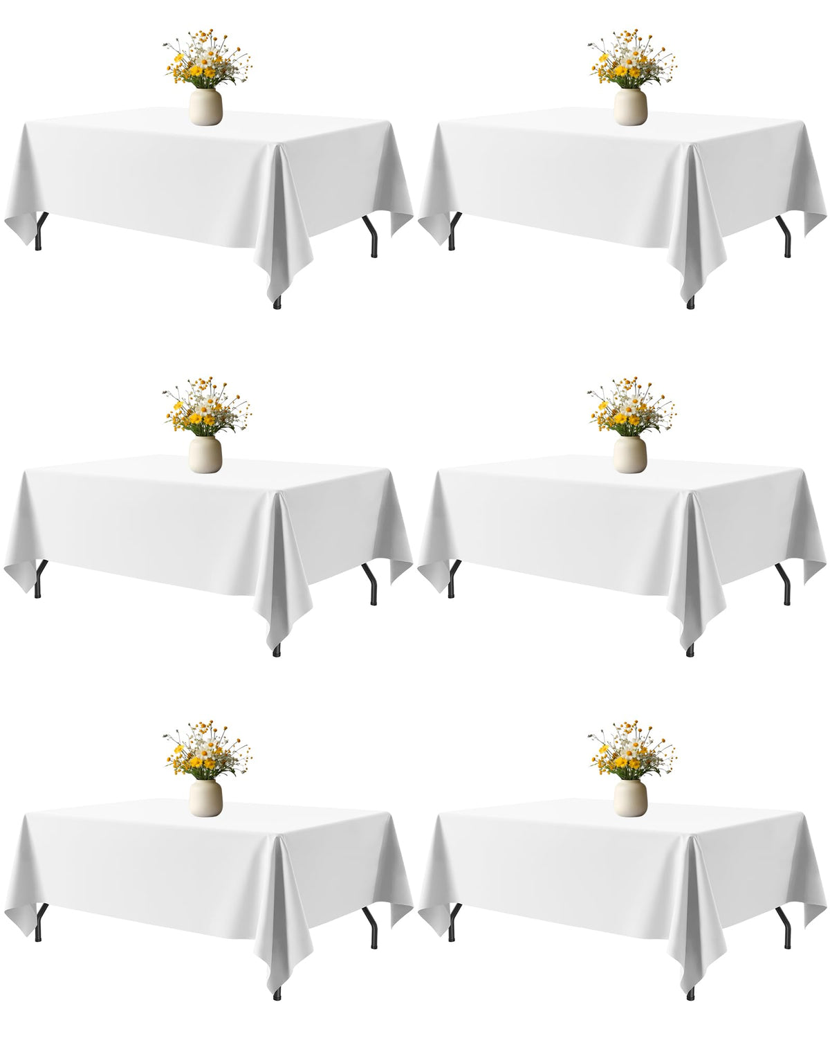 Niuara White Rectangle Table Cloth 60x102 on a 5ft table for elegant dining coverage.