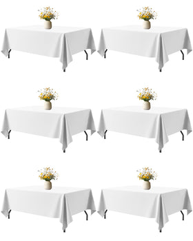 Niuara White Rectangle Table Cloth 60x102 on a 5ft table for elegant dining coverage.