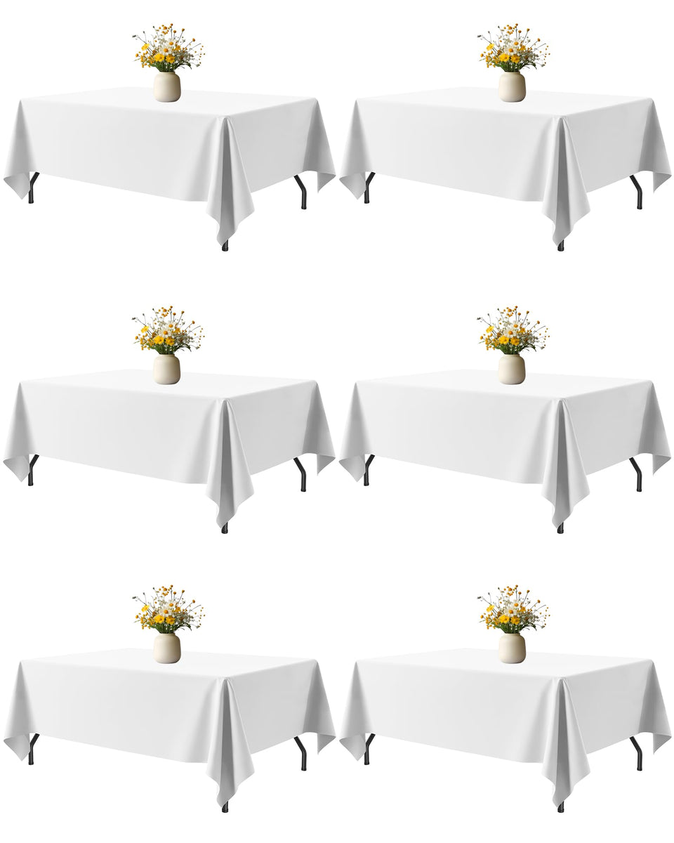 Niuara White Rectangle Table Cloth 60x102 on a 5ft table for elegant dining coverage.