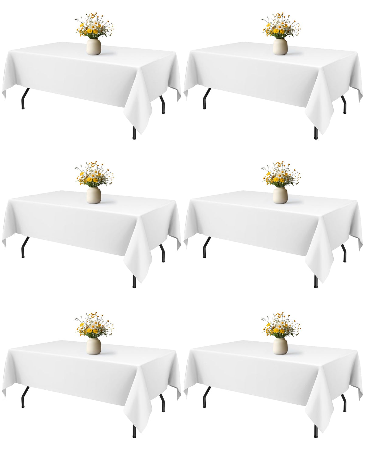 Niuara white rectangle table cloth draped on table for a clean, elegant look.