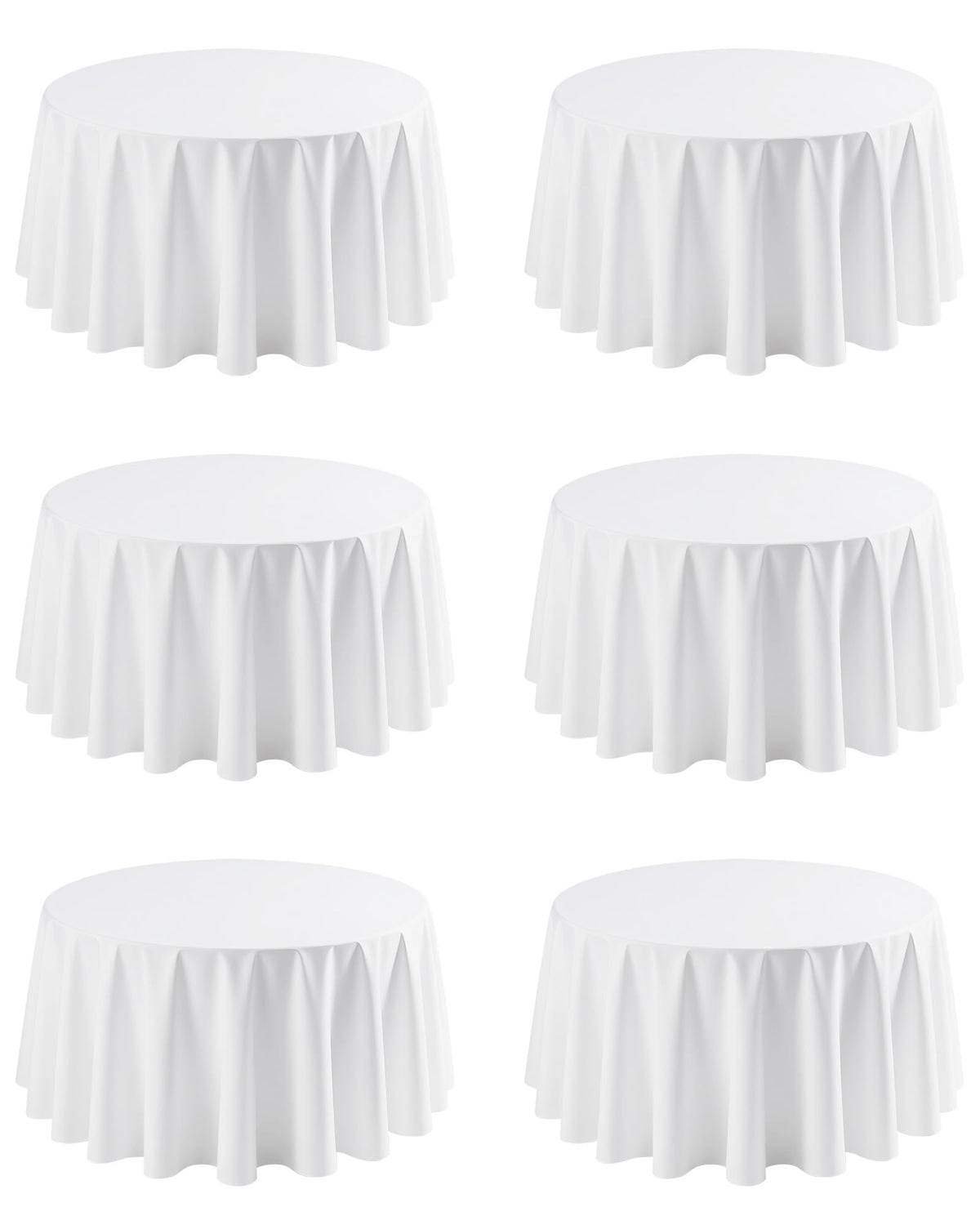Niuara white round table cloth 120in draped for an elegant table setting