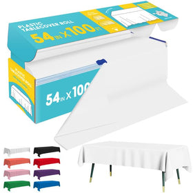 Niuara white table cover roll with 54in width and 100ft length for customizable fit