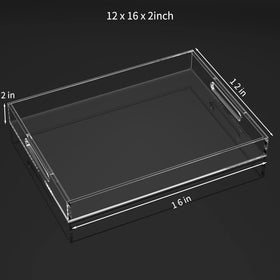 NIUBEE clear serving tray side handles close-up highlights easy carrying.