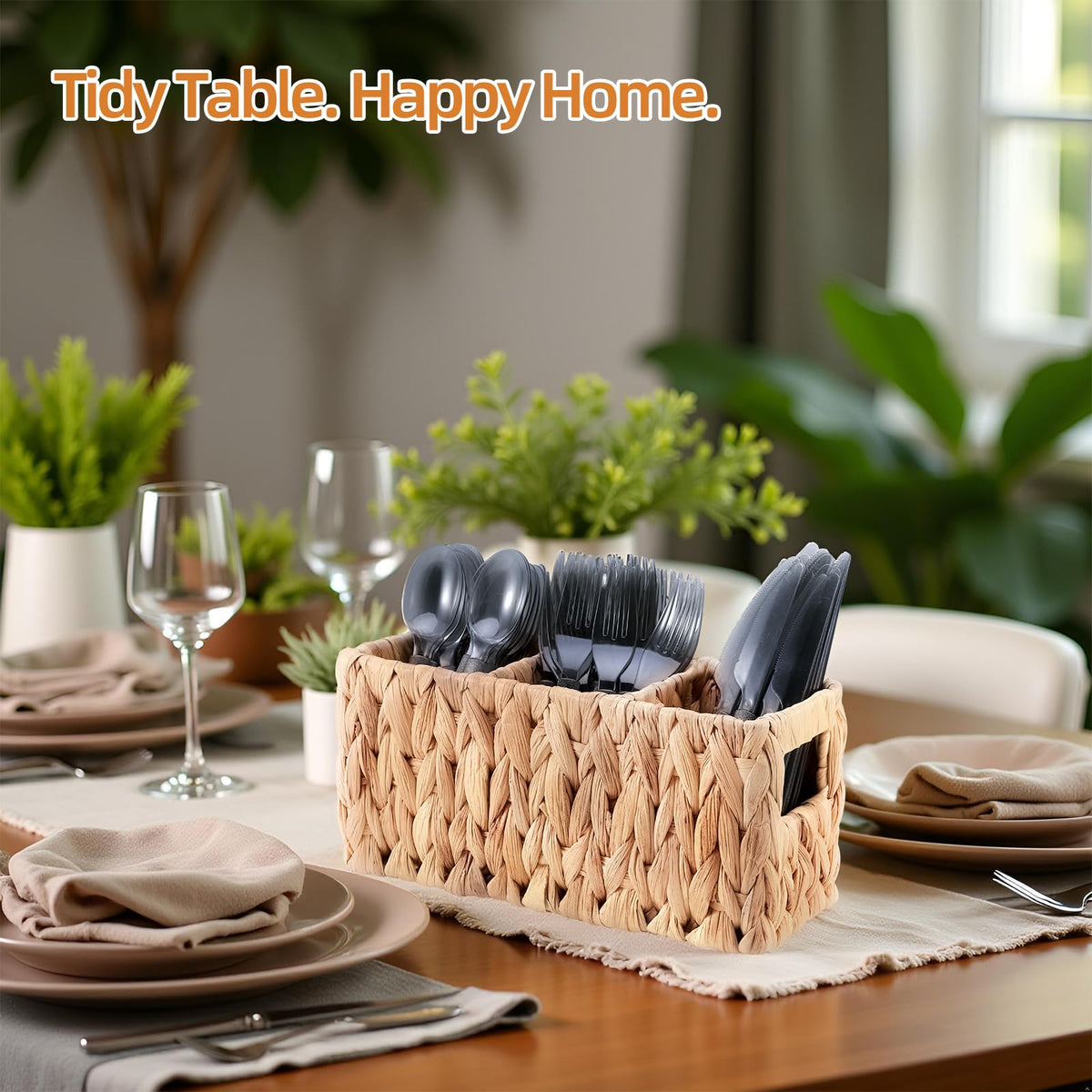 Niuirt water hyacinth utensil holder compact design for easy transport at picnics.