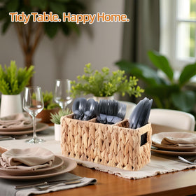 Niuirt water hyacinth utensil holder compact design for easy transport at picnics.