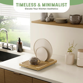 Nium drying mat full setup shows a compact, stylish kitchen drying solution.