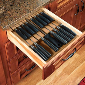 NIUXX bamboo knife block non-slip design keeps blades secure during prep