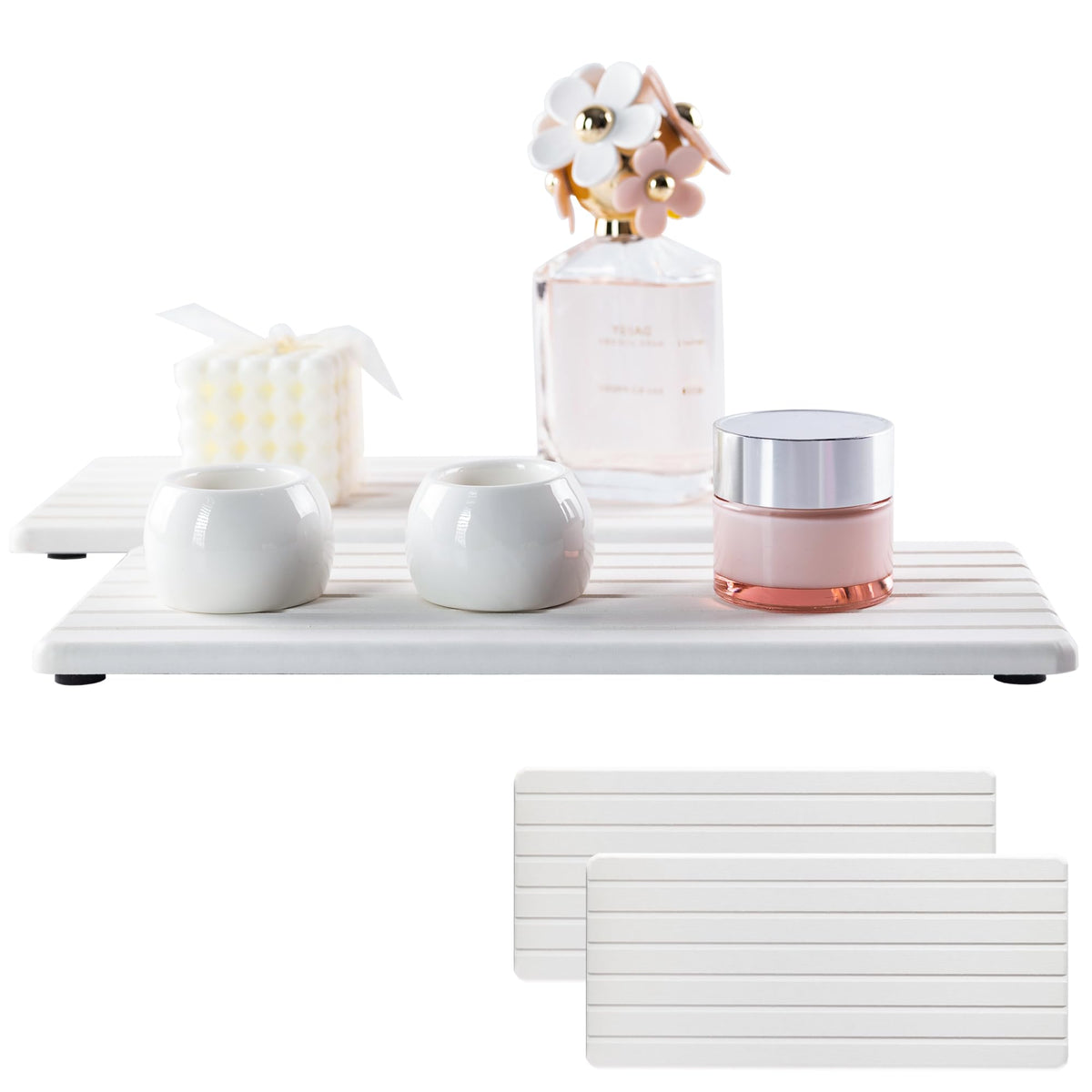 NiuYichee diatomite coaster set showing absorbent coasters for a dry sink area