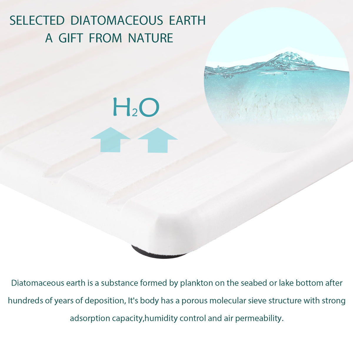 NiuYichee diatomite tray 12-2x5-5 inches catching moisture on a counter
