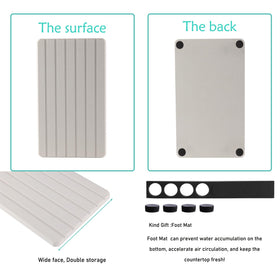 NiuYichee stone drying tray demonstrates compact 9.5 by 5.5 inches for countertops