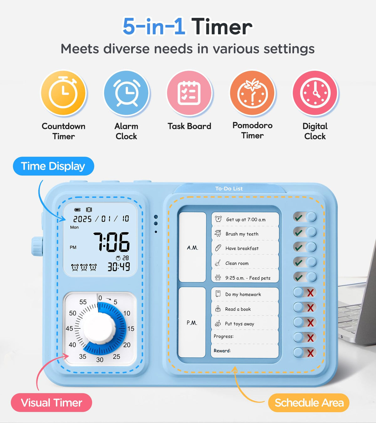 Nixroork digital clock feature keeps classrooms aligned on schedule and routines.