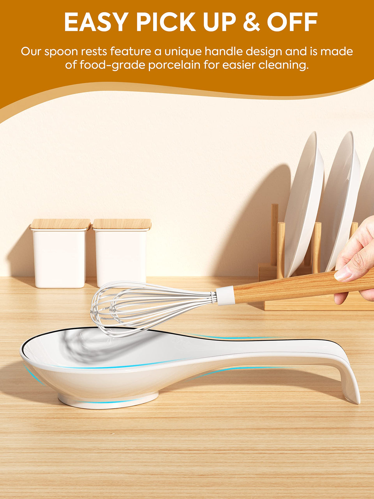 NJCHARMS porcelain spoon holder holds large utensils neatly
