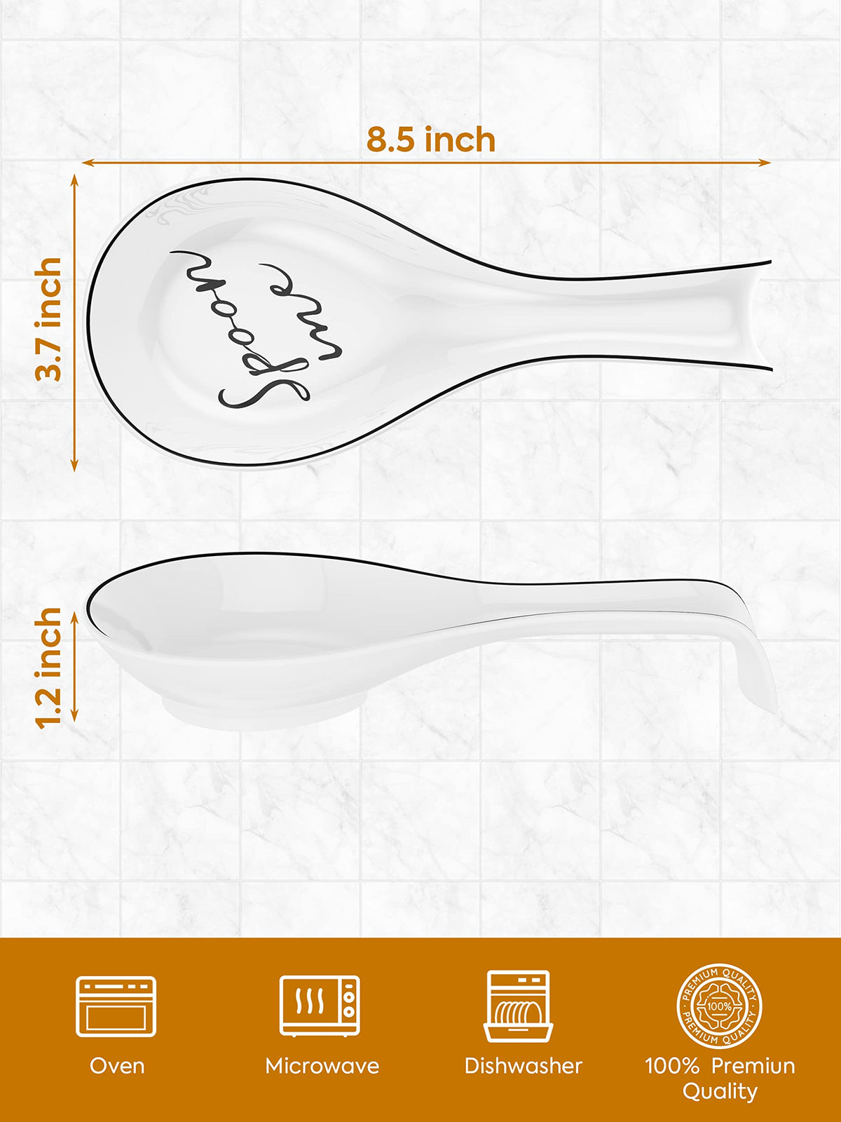 NJCHARMS spoon rest with curved drip catcher preventing spills