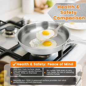 NKDFRI Titanium Hammered Pan lightweight handle offers comfortable, professional grip
