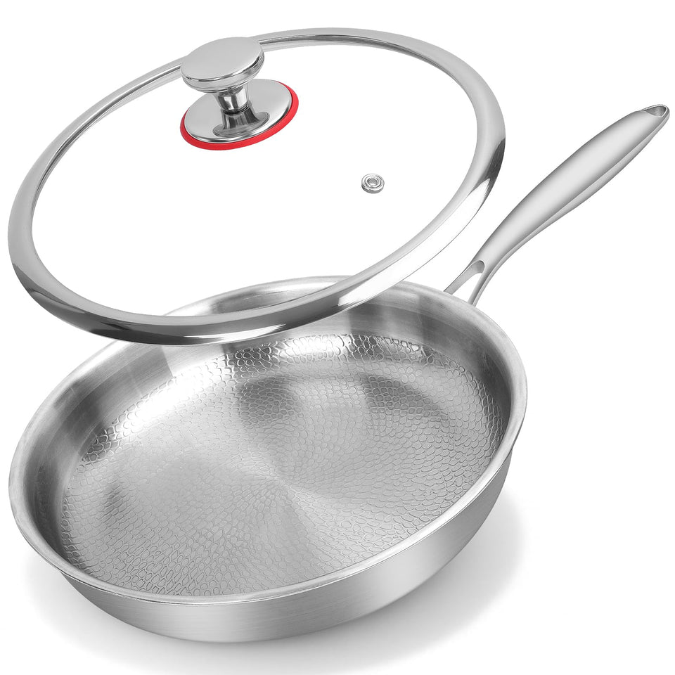 NKDFRI Titanium Hammered Pan surface shows durable, scratch-resistant nonstick for easy release