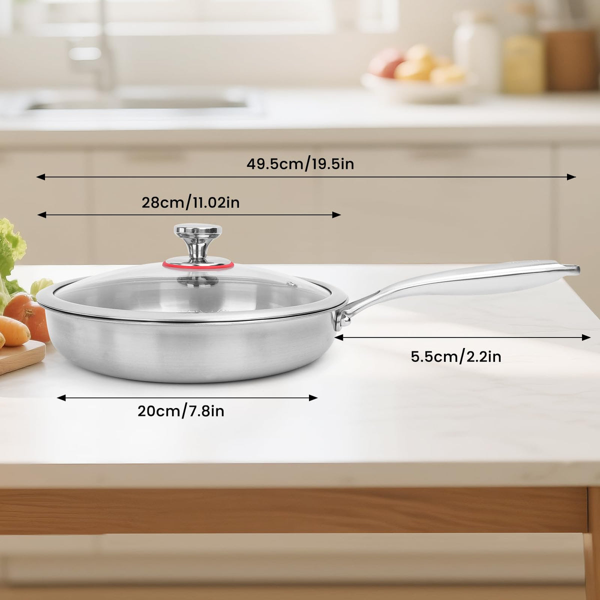 NKDFRI Titanium Hammered Pan with lid demonstrates convenient storage and versatile cooking